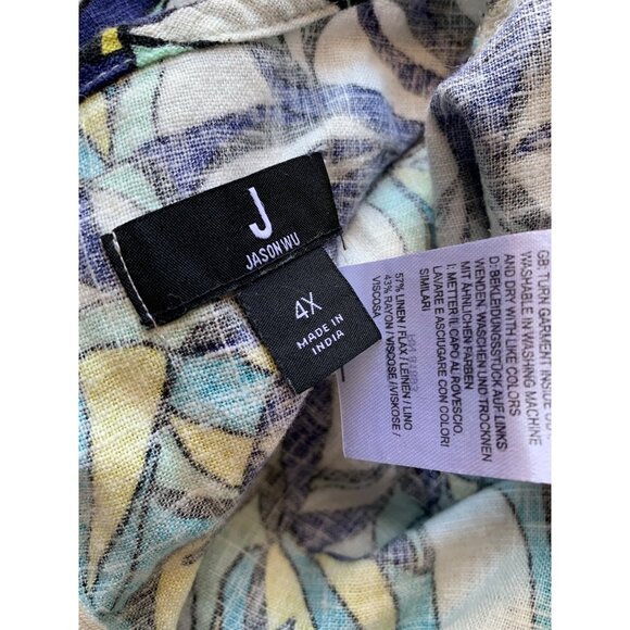 J Jason Wu 4X Woven Palm Printed Romper - Picture 10 of 11